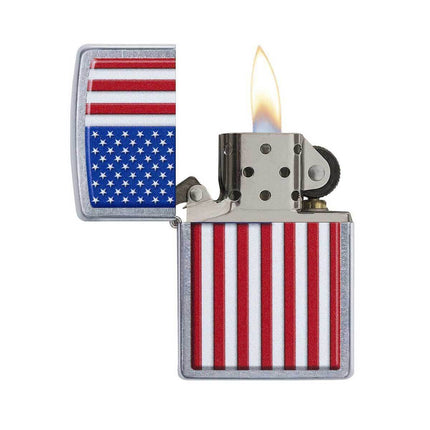 Zippo Lighter: Patriotic American Flag Street Chrome | 29722