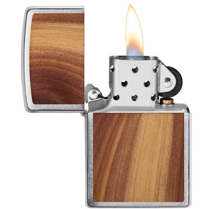 Zippo Lighter: Woodchuck USA Cedar Brushed Chrome and Wood | 29900