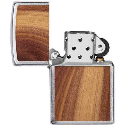 Zippo Lighter: Woodchuck USA Cedar Brushed Chrome and Wood | 29900
