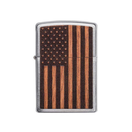 Zippo Lighter: Woodchuck USA American Flag Design and Wood | 29966