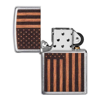 Zippo Lighter: Woodchuck USA American Flag Design and Wood | 29966
