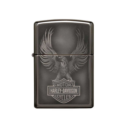 Zippo Windproof Lighter - Harley-Davidson Eagle Soars Black Ice Finish Metal | 49044