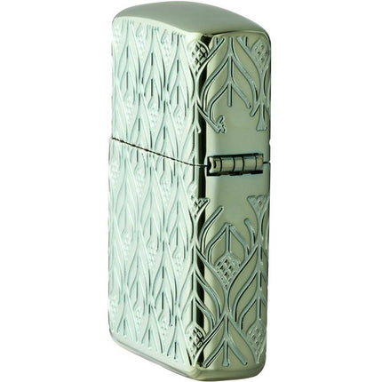 Zippo Lighter: Armor Green Elegant Dragon Design | 49054