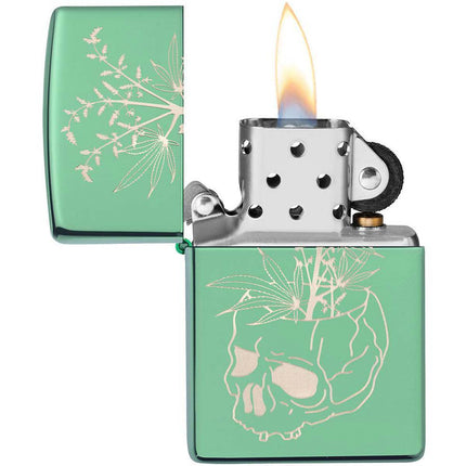 Zippo Lighter: Botanical Design High Polished Green Finish | 49142