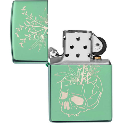 Zippo Lighter: Botanical Design High Polished Green Finish | 49142