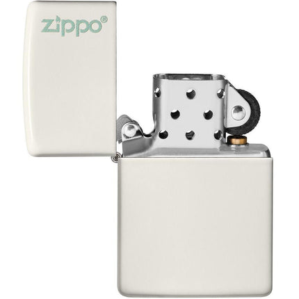 Zippo Lighter: Classic Glow-In-The-Dark White with Zippo Logo | 49193ZL