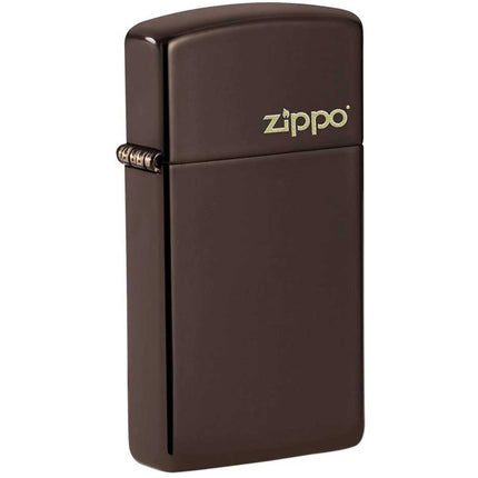 Zippo Windproof Lighter - Slim Brown Smooth Finish with Classic Zippo Logo | 49266ZL