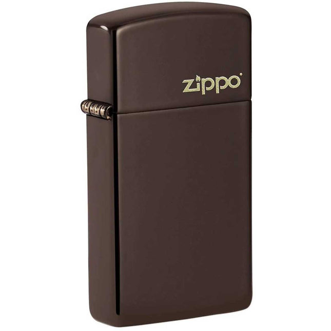 Zippo Windproof Lighter - Slim Brown Smooth Finish with Classic Zippo Logo | 49266ZL