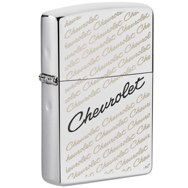 Zippo Lighter: Chevrolet Script Logo High Polish Chrome Finish | 49305