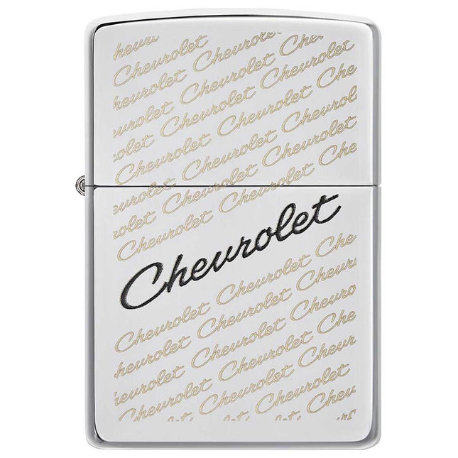 Zippo Lighter: Chevrolet Script Logo High Polish Chrome Finish | 49305