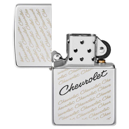 Zippo Lighter: Chevrolet Script Logo High Polish Chrome Finish | 49305