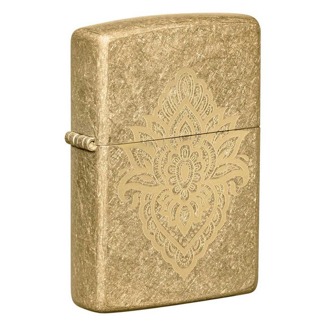 Zippo Lighter: Henna Tattoo Design Tumbled Brass | 49798