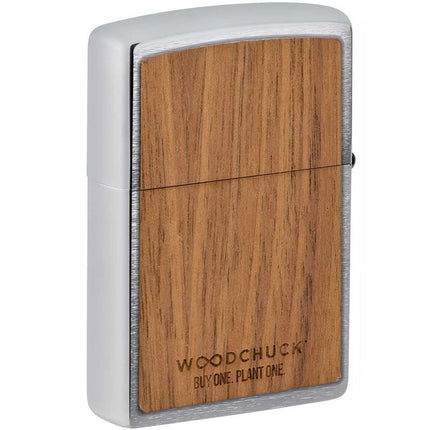 Zippo Lighter: Woodchuck USA Mountains Emblem Brushed Chrome | 49800
