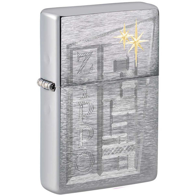 Zippo Lighter: Retro Zippo Design Brushed Chrome | 49801