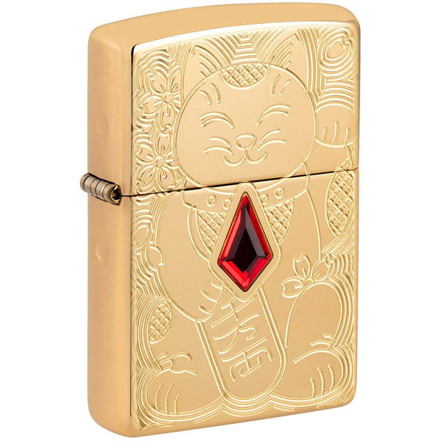 Zippo Lighter: Armor Lucky Cat Design | 49802