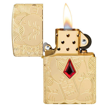 Zippo Lighter: Armor Lucky Cat Design | 49802
