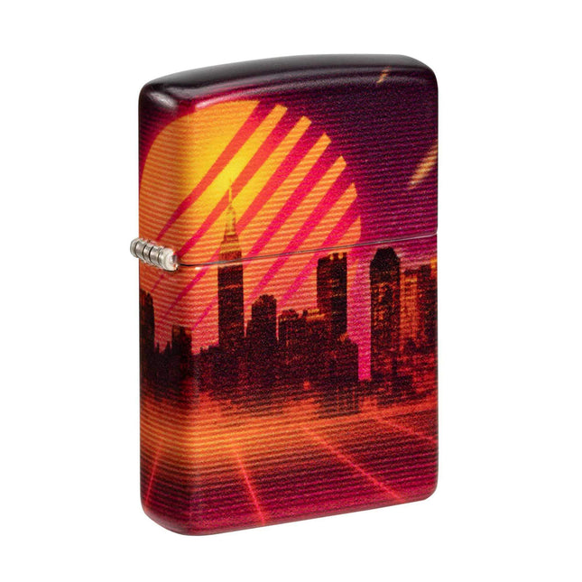 Zippo Pocket Lighter - Cyber City Design Refillable Genuine Windproof Metal | 48505