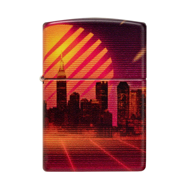 Zippo Pocket Lighter - Cyber City Design Refillable Genuine Windproof Metal | 48505
