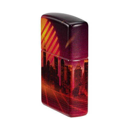 Zippo Pocket Lighter - Cyber City Design Refillable Genuine Windproof Metal | 48505