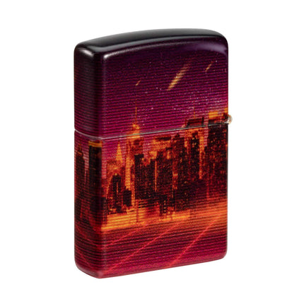 Zippo Pocket Lighter - Cyber City Design Refillable Genuine Windproof Metal | 48505