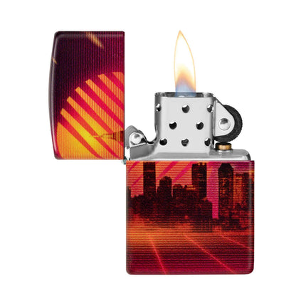 Zippo Pocket Lighter - Cyber City Design Refillable Genuine Windproof Metal | 48505