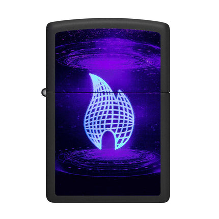 Zippo Pocket Lighter - Black Light UFO Flame Design Genuine Windproof Metal | 48514