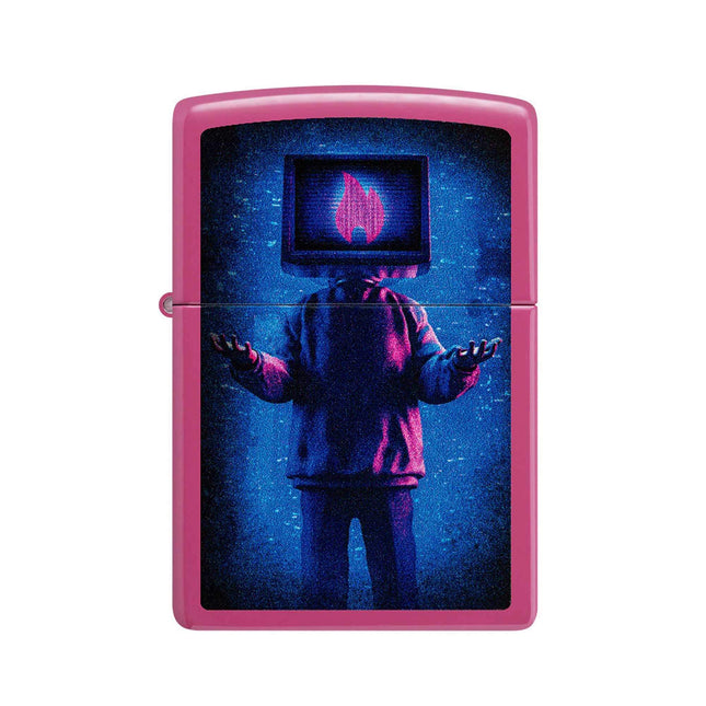 Zippo Pocket Lighter - Flame TV Design Refillable Windproof Metal Construction | 48515