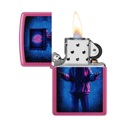 Zippo Pocket Lighter - Flame TV Design Refillable Windproof Metal Construction | 48515