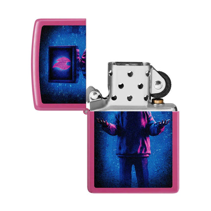 Zippo Pocket Lighter - Flame TV Design Refillable Windproof Metal Construction | 48515
