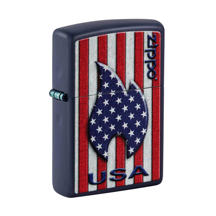 Zippo Lighter: Patriotic Flame Design Navy | 48560