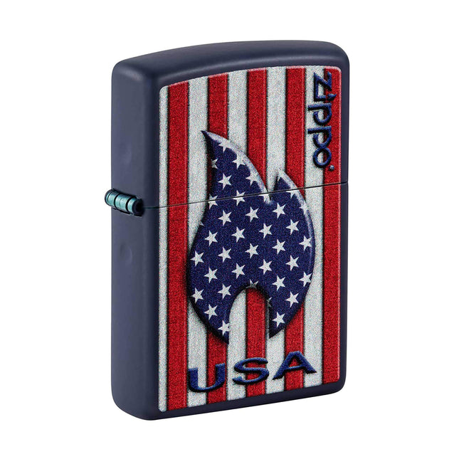 Zippo Lighter: Patriotic Flame Design Navy | 48560