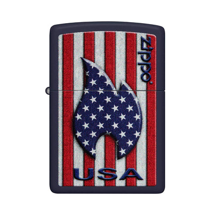 Zippo Lighter: Patriotic Flame Design Navy | 48560