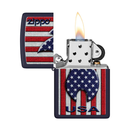 Zippo Lighter: Patriotic Flame Design Navy | 48560