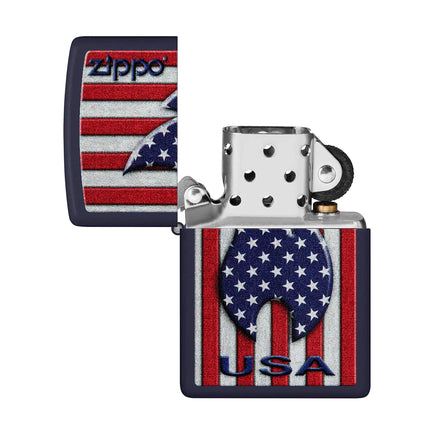 Zippo Lighter: Patriotic Flame Design Navy | 48560
