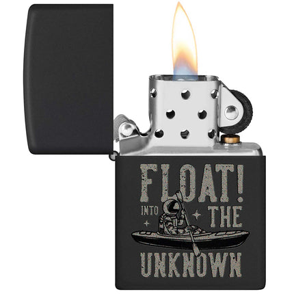 Zippo Windproof Lighter - Float into The Unknown Design Black Matte Finish | 48566