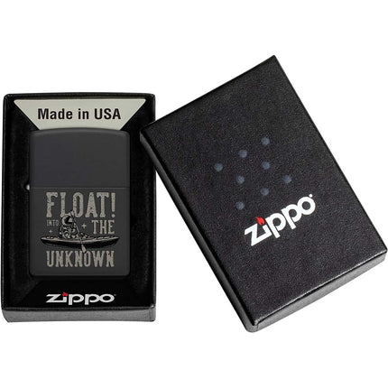 Zippo Windproof Lighter - Float into The Unknown Design Black Matte Finish | 48566
