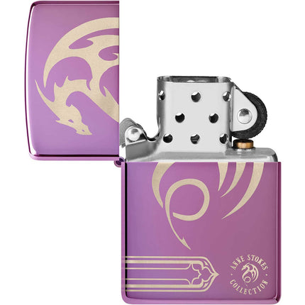 Zippo Lighter: Anne Stokes 360 Design Dragon Skull Purple | 48574