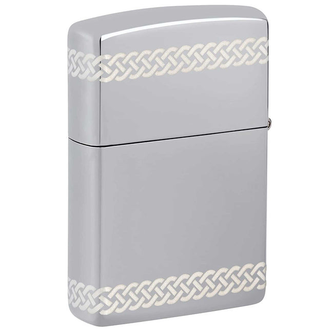 Zippo Windproof Lighter - Laser 360 Clover Design High Polish Chrome Metal | 48586