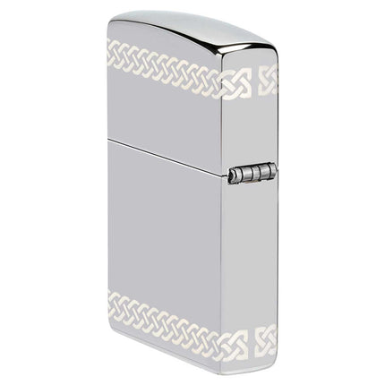 Zippo Windproof Lighter - Laser 360 Clover Design High Polish Chrome Metal | 48586