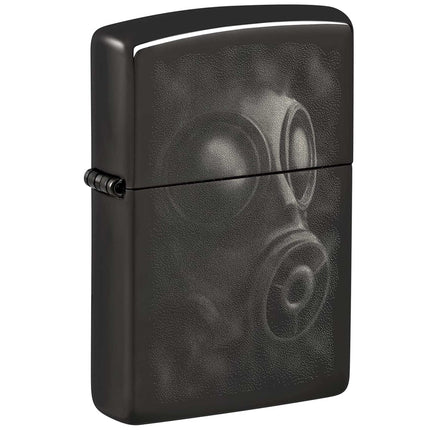 Zippo Lighter: Gas Mask Design High Polish Black | 48588