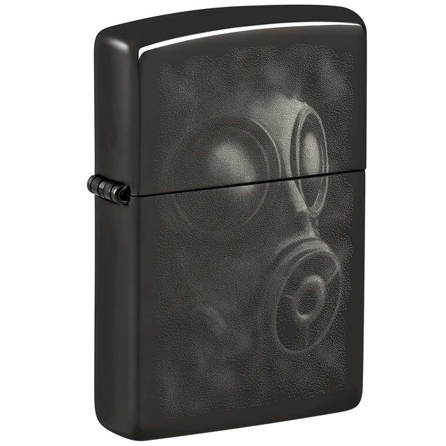 Zippo Lighter: Gas Mask Design High Polish Black | 48588