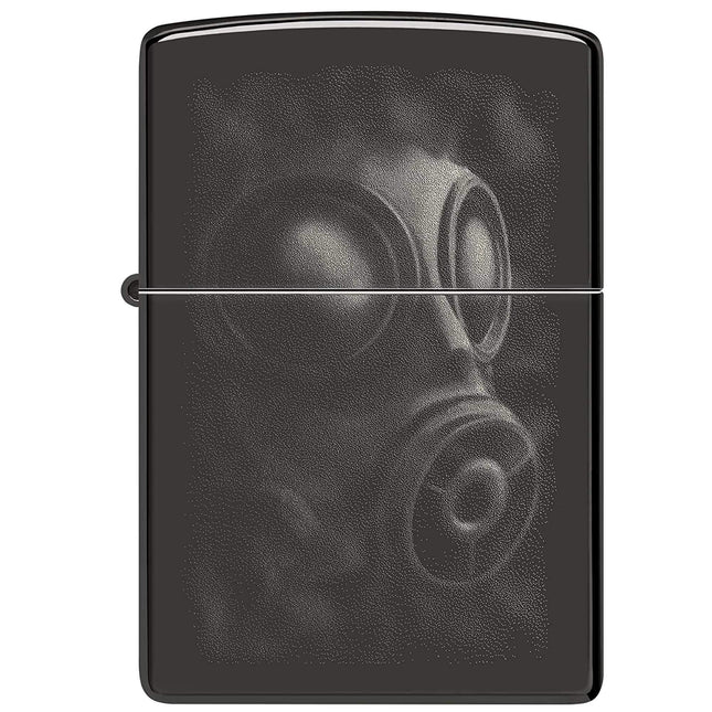 Zippo Lighter: Gas Mask Design High Polish Black | 48588