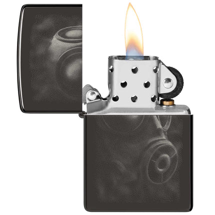 Zippo Lighter: Gas Mask Design High Polish Black | 48588