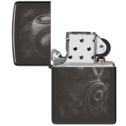 Zippo Lighter: Gas Mask Design High Polish Black | 48588