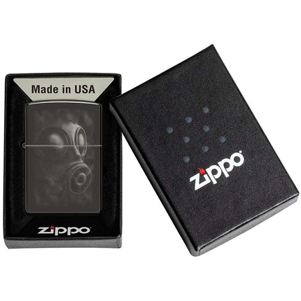 Zippo Lighter: Gas Mask Design High Polish Black | 48588