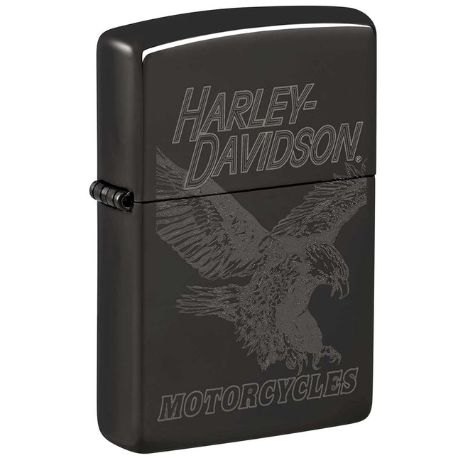 Zippo Lighter: Harley-Davidson® Laser Fancy Fill High Polish Black | 48601