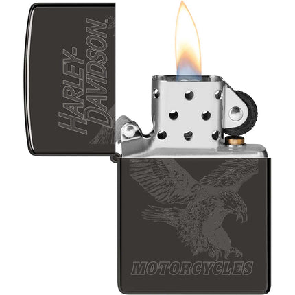 Zippo Lighter: Harley-Davidson® Laser Fancy Fill High Polish Black | 48601