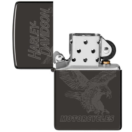 Zippo Lighter: Harley-Davidson® Laser Fancy Fill High Polish Black | 48601
