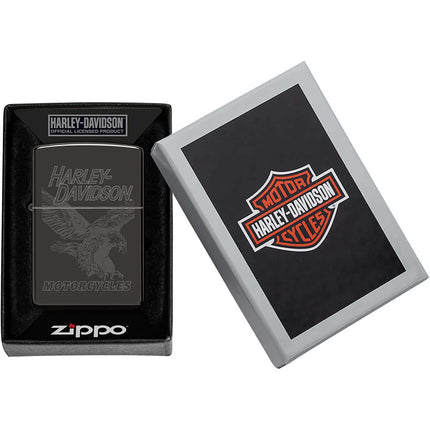 Zippo Lighter: Harley-Davidson® Laser Fancy Fill High Polish Black | 48601