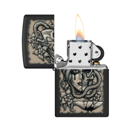 Zippo Lighter: Black Matte Gory Tattoo | 48616